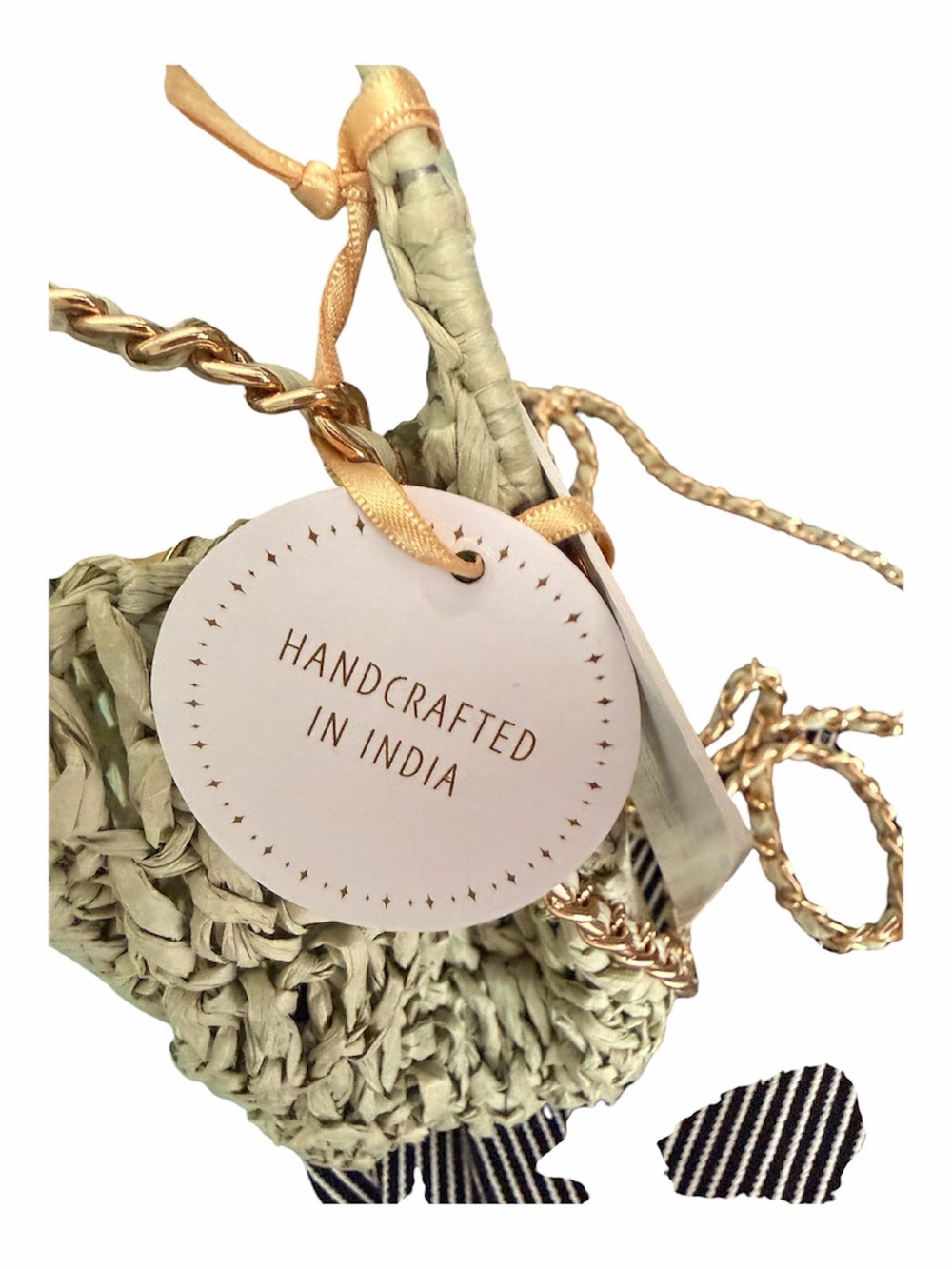 NWT House of Harlow 1960 Mint Woven Top-Handle Bag with Mint Trim w/Chain Strap - Picture 4 of 4